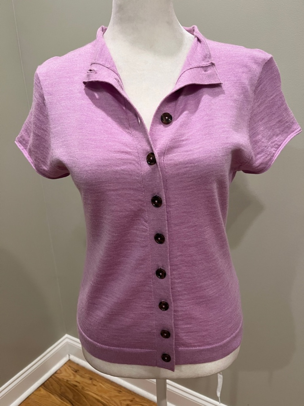 Pilcro Lilac Short-Sleeve Button Cardigan